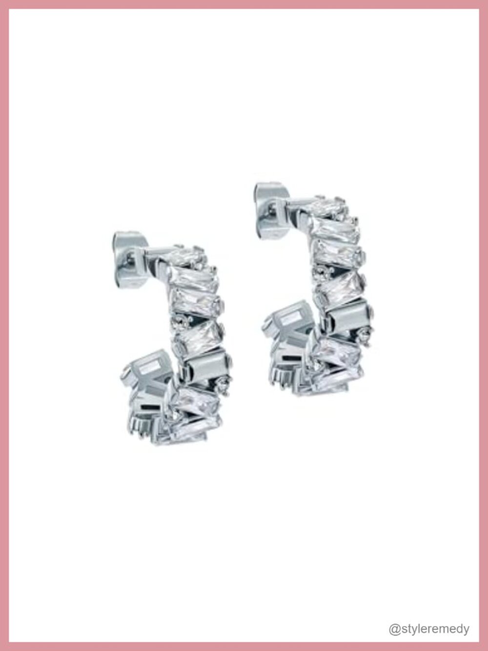 Silver Tone Crystal Cluster Hoop Earrings for Women Hypoallergenic